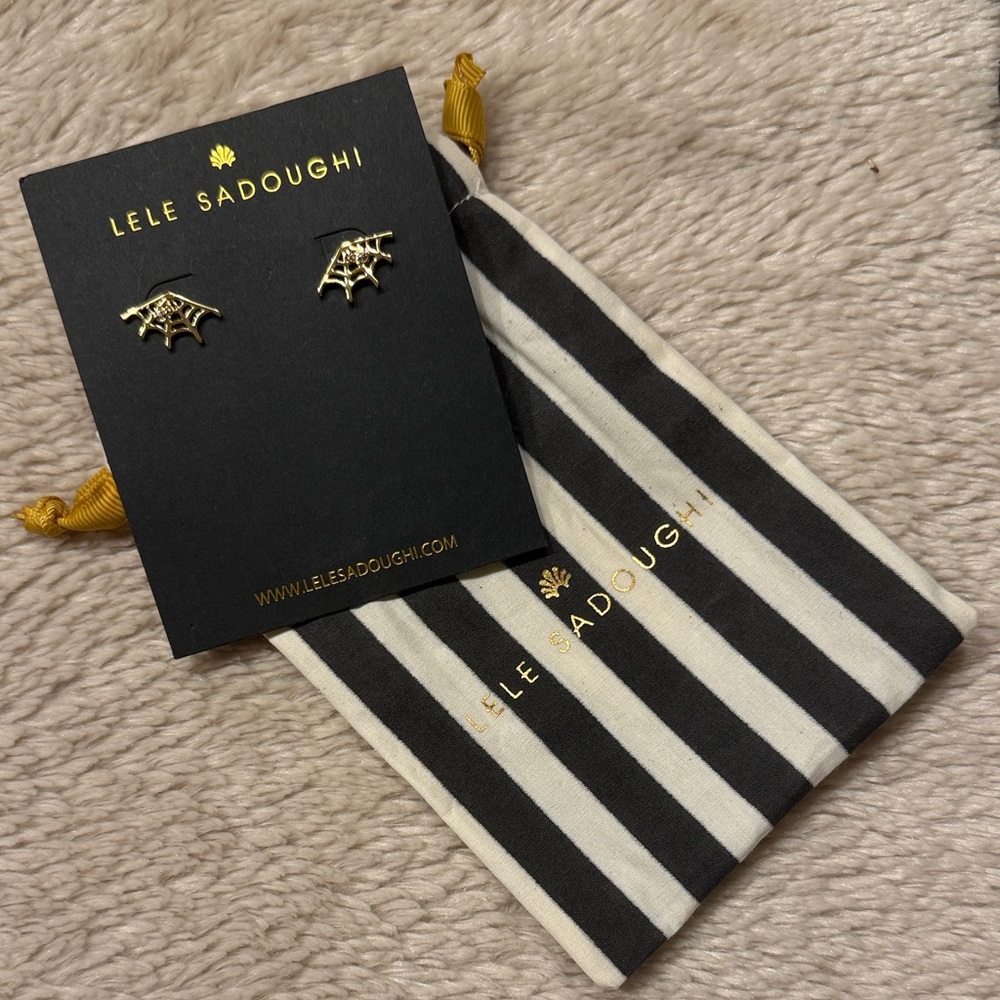 LELE SADOUGHI Gold Cobweb Sparkle Stud Earrings